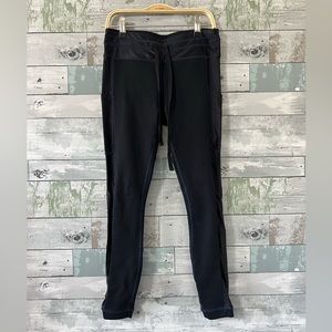 Fabletics Black with Faux Leather Detailing Leggings